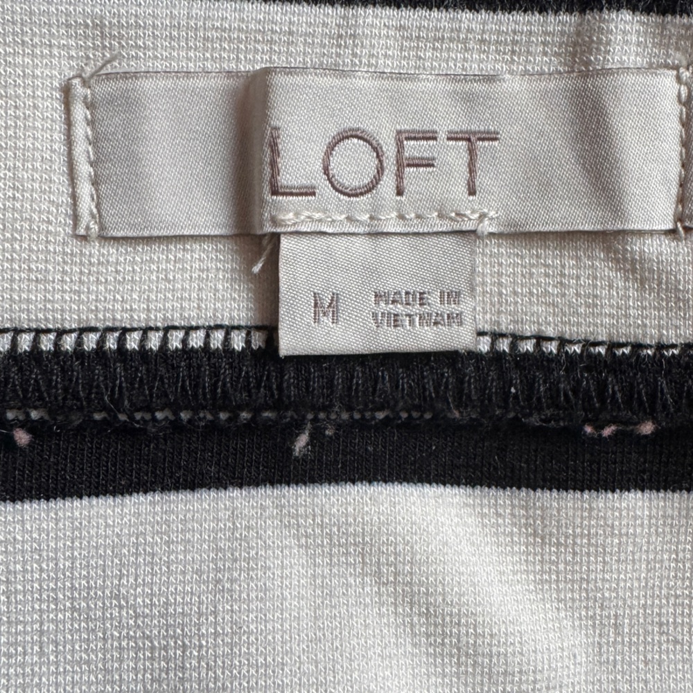 LOFT Black and White Striped Mini Skirt - Picture 2 of 3